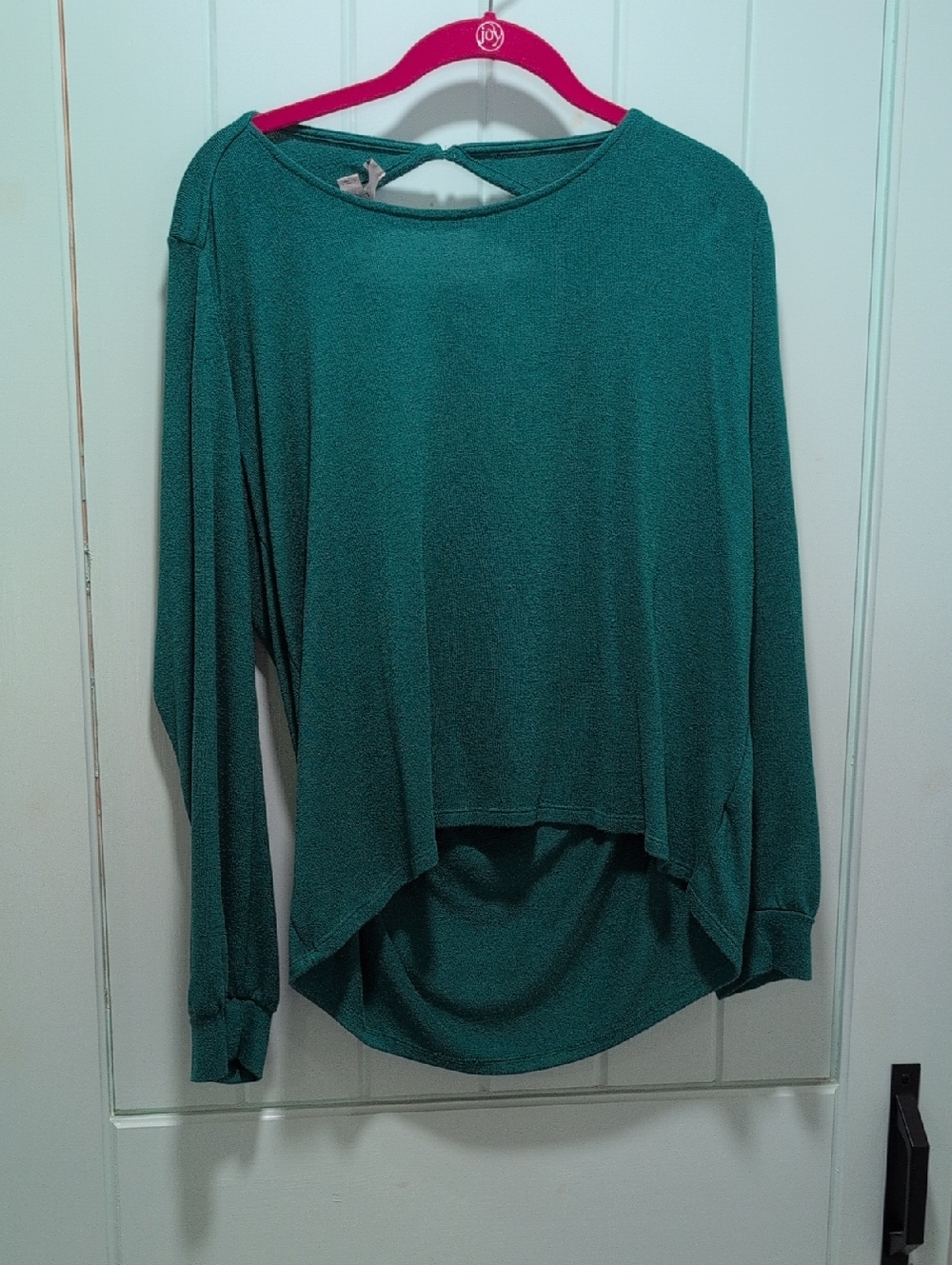 LOFT Teal High-Low Long Sleeve Top with Back Detail